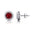 Round Solitaire Garnet Halo Diamond Stud Earrings - GeumJewels