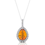 Citrine Teardrop Pendant with Diamond Halo - GeumJewels