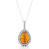 Citrine Teardrop Pendant with Diamond Halo - GeumJewels
