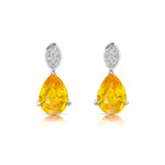Illussion Set Diamond Earrings with Pear Cut Yellow Sapphire - GeumJewels