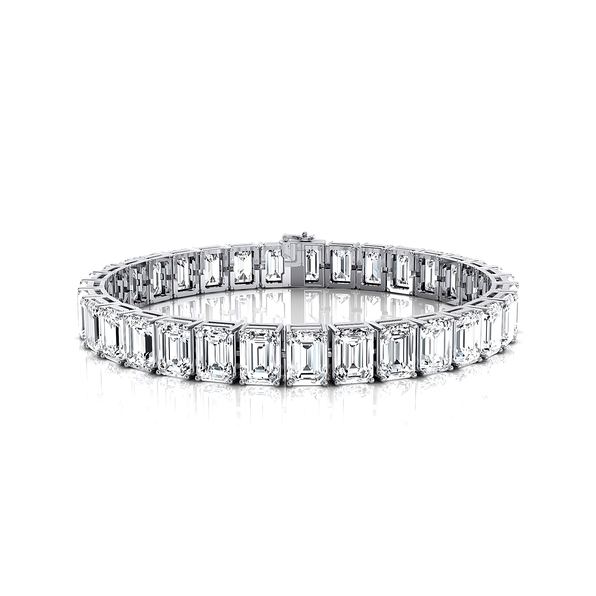 1ct Each Vertically set Emerald Cut Diamond Tennis Bracelet - GeumJewels