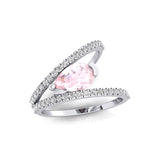 Fashionable V Shaped Diamond Ring with Pear Cut Morganite - GeumJewels