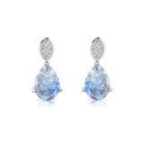 Illussion Set Diamond Earrings with Pear Cut Moonstone - GeumJewels