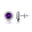 Round Solitaire Amethyst Halo Diamond Stud Earrings - GeumJewels