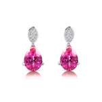 Illussion Set Diamond Earrings with Pear Cut Pink Sapphire - GeumJewels