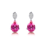 Illussion Set Diamond Earrings with Pear Cut Pink Sapphire - GeumJewels