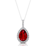 Ruby Teardrop Pendant with Diamond Halo - GeumJewels