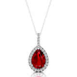 Ruby Teardrop Pendant with Diamond Halo - GeumJewels