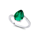 Twisted Up Down Band Pear Shaped Emerald Ring with Accent Diamonds - GeumJewels