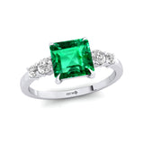 Princess Cut Emerald Graduating Accent Diamond Ring - GeumJewels