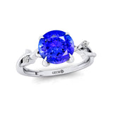 Criss Cross Nature Inspired Diamond Ring  with Round Tanzanite - GeumJewels