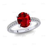 Oval Solitaire Ruby with Accent Diamonds Engagement Ring - GeumJewels