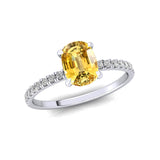 Long Cushion Yellow Sapphire Thin Diamond Promise Ring - GeumJewels