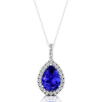 Tanzanite Teardrop Pendant with Diamond Halo - GeumJewels