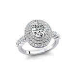 Triple Halo Diamond Oval Cut Lab Diamond Cocktail Ring - GeumJewels