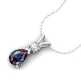 Alexandrite Teardrop Pendant with Solitaire Diamond - GeumJewels