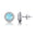 Round Solitaire Aquamarine Halo Diamond Stud Earrings - GeumJewels