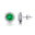 Round Solitaire Emerald Halo Diamond Stud Earrings - GeumJewels