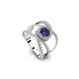 Solitaire Round Alexandrite Cocktail Diamond Ring - GeumJewels