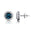 Round Solitaire London Blue Topaz Halo Diamond Stud Earrings - GeumJewels