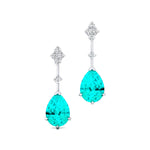Teardrop Paraiba Tourmaline Drop Earrings with Accent Diamonds - GeumJewels