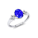Criss Cross Diamond Ring with Oval Cut Tanzanite - GeumJewels