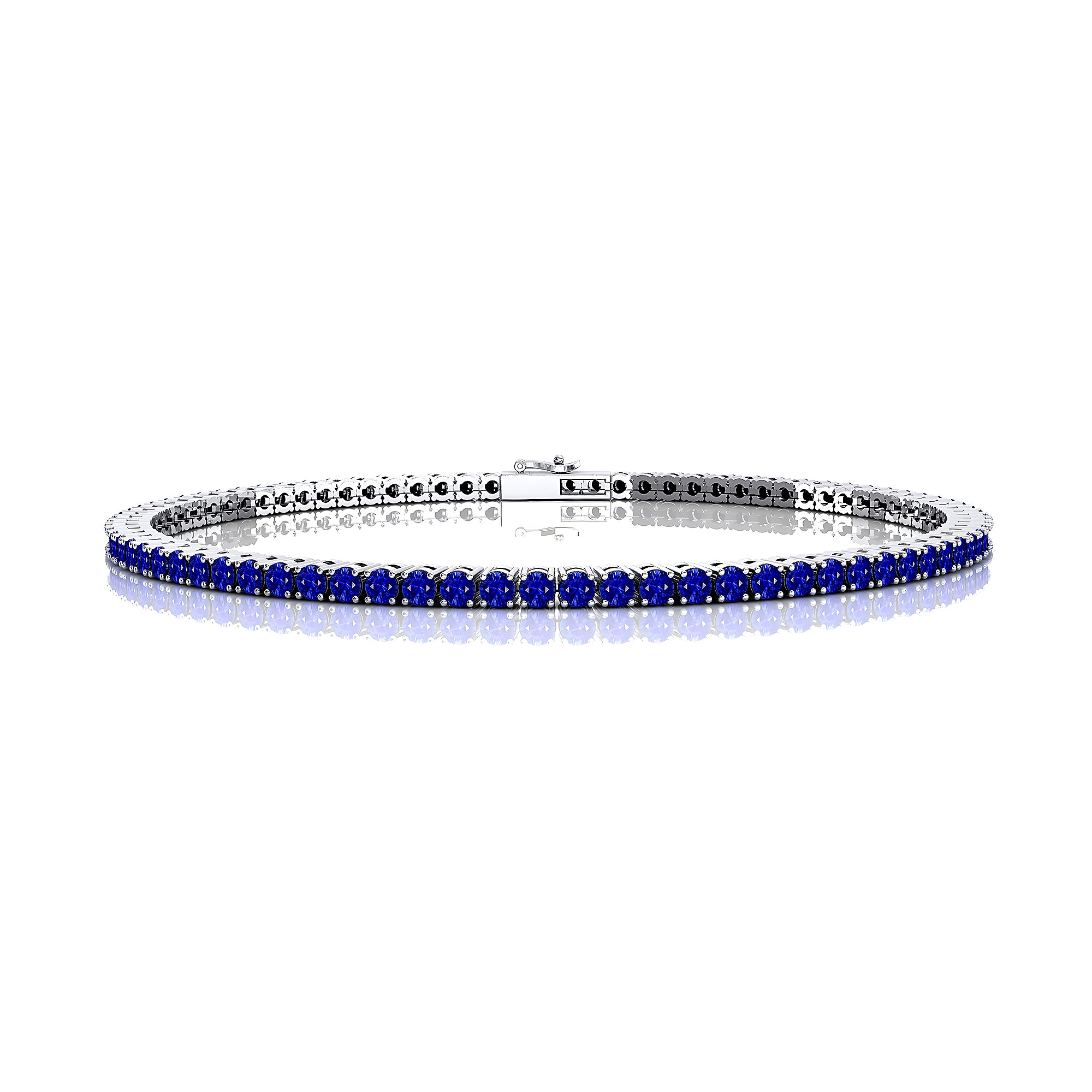 2mm Round Blue Sapphire Tennis Bracelet - GeumJewels