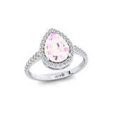 Classic Pear Shaped Morganite Halo Diamond Engagement Ring - GeumJewels