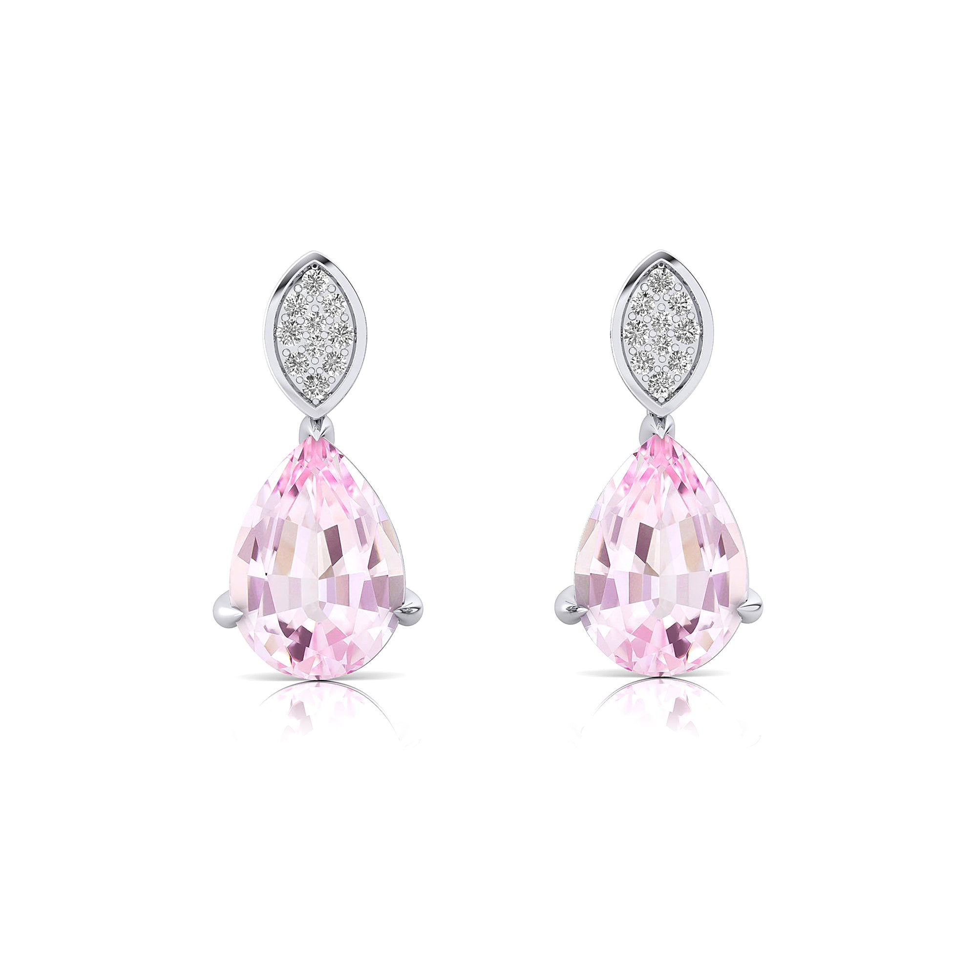 Illussion Set Diamond Earrings with Pear Cut Morganite - GeumJewels