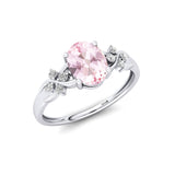 Criss Cross Diamond Ring with Oval Cut Morganite - GeumJewels