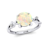 Criss Cross Nature Inspired Diamond Ring  with Round Opal - GeumJewels