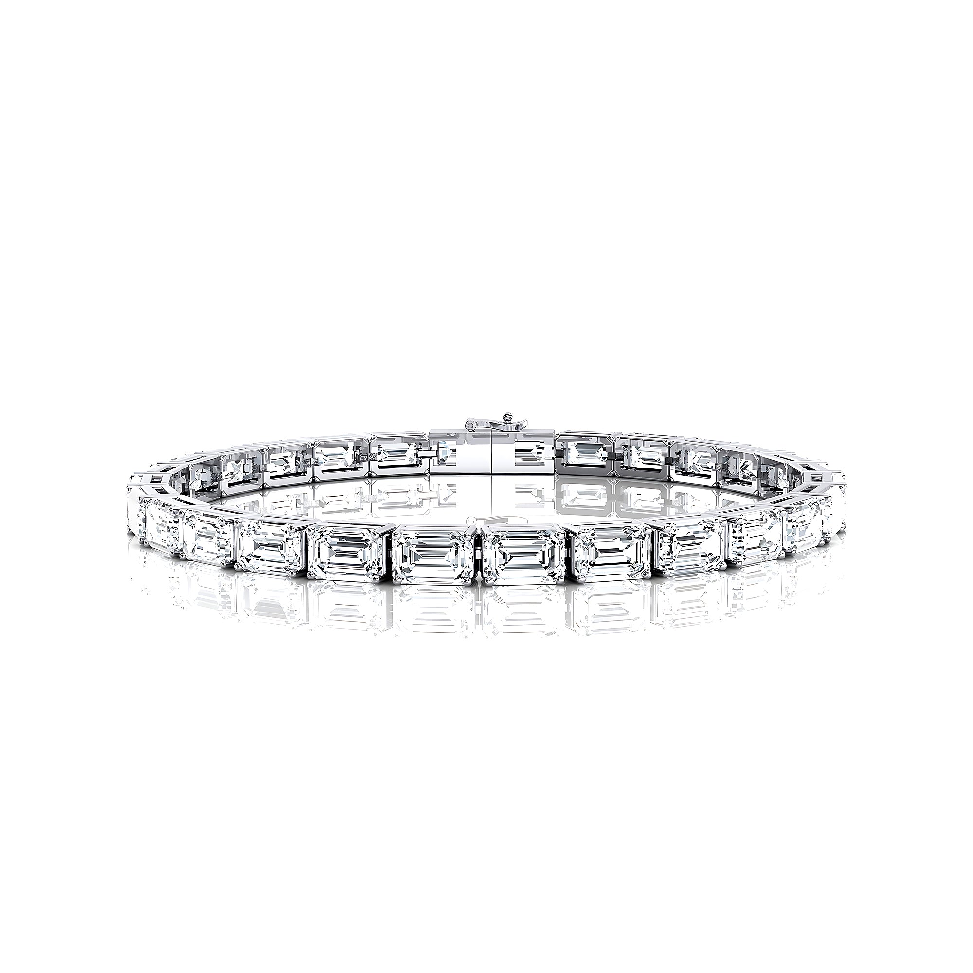 0.50ct Each Horizontally set Emerald Cut Diamond Tennis Bracelet - GeumJewels