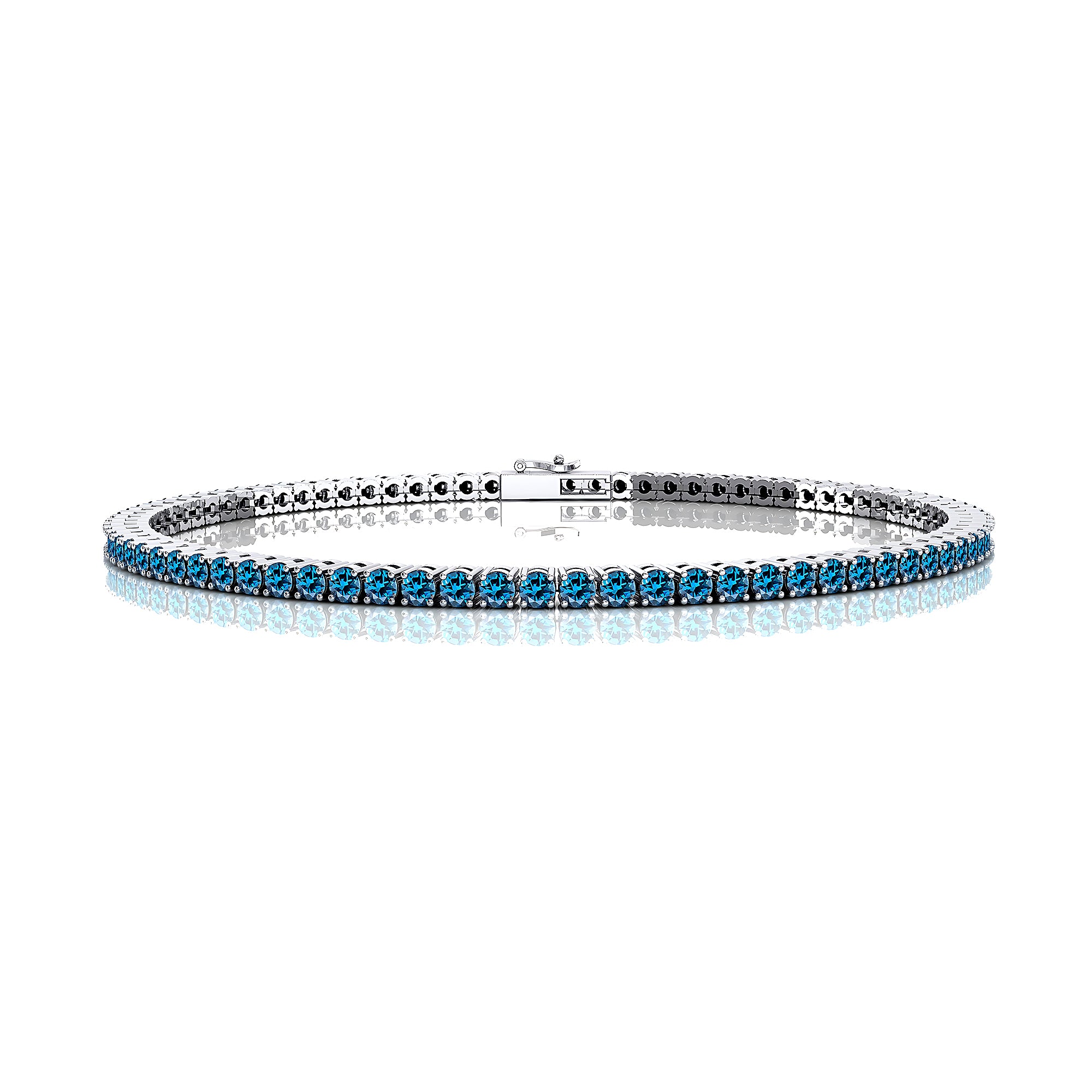 2mm Round London Blue Topaz Tennis Bracelet - GeumJewels