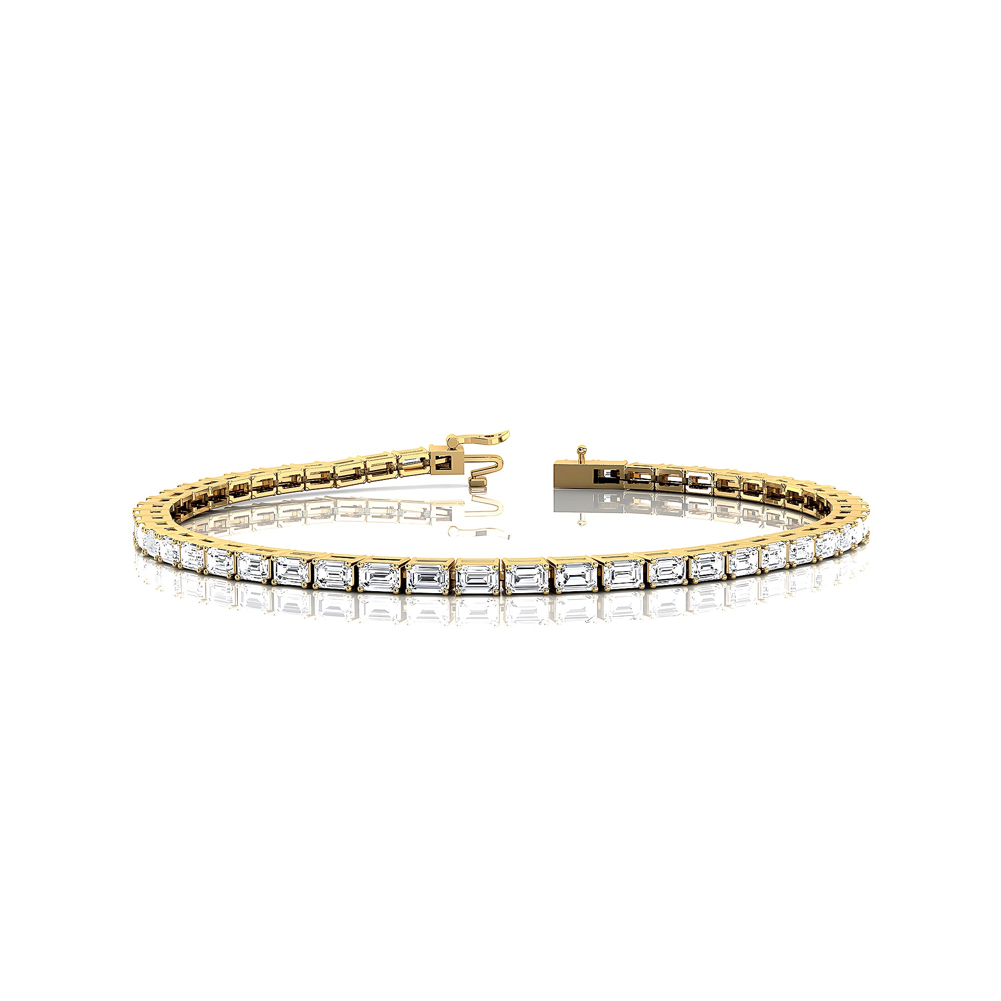 0.10Ct each Horizontally Set Emerald Cut Diamond Tennis Bracelet - GeumJewels