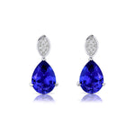 Illussion Set Diamond Earrings with Pear Cut Tanzanite - GeumJewels