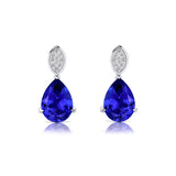 Illussion Set Diamond Earrings with Pear Cut Tanzanite - GeumJewels
