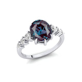 Oval Cut Alexandrite with Graduated Diamonds Ring - GeumJewels