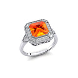 Vintage Style Square Cut Citrine Diamond Ring - GeumJewels
