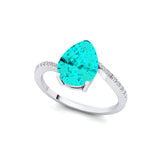 Twisted Up Down Band Pear Shaped Paraiba Tourmaline Ring with Accent Diamonds - GeumJewels