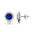 Round Solitaire Blue Sapphire Halo Diamond Stud Earrings - GeumJewels