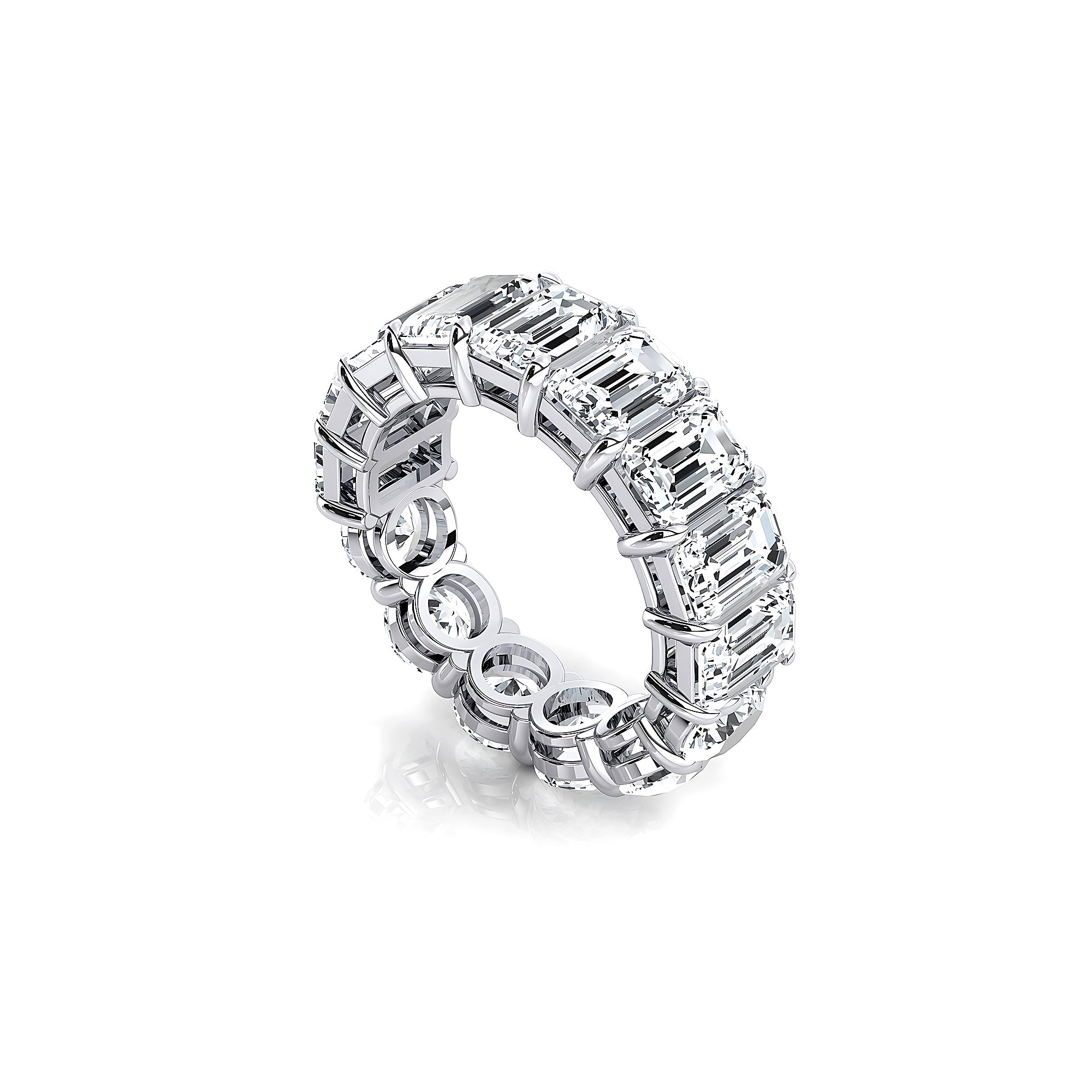 2 Way Diamond Emerald & Round Eternity Ring - GeumJewels