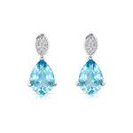 Illussion Set Diamond Earrings with Pear Cut Aquamarine - GeumJewels