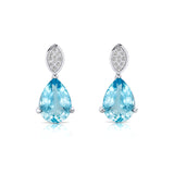 Illussion Set Diamond Earrings with Pear Cut Aquamarine - GeumJewels