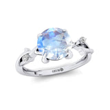 Criss Cross Nature Inspired Diamond Ring  with Round Moonstone - GeumJewels