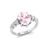 Oval Cut Morganite with Graduated Diamonds Ring - GeumJewels