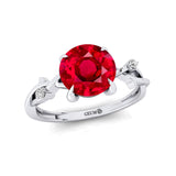 Criss Cross Nature Inspired Diamond Ring  with Round Ruby - GeumJewels