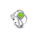 Solitaire Round Peridot Cocktail Diamond Ring - GeumJewels