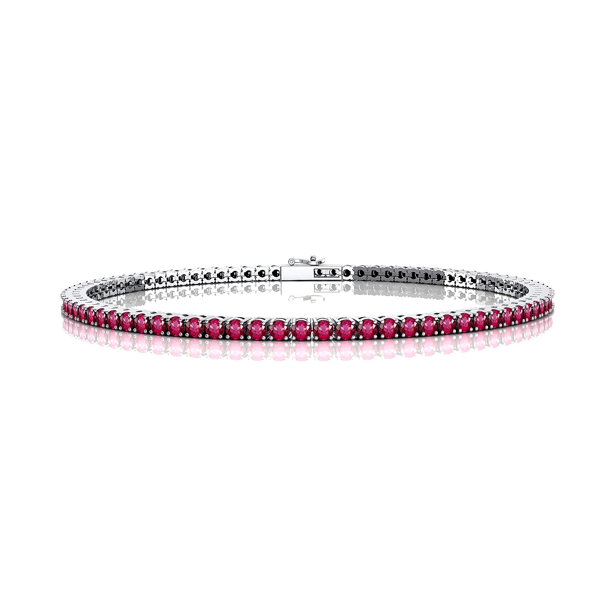 2mm Round Pink Sapphire Tennis Bracelet - GeumJewels