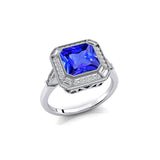 Vintage Style Square Cut Tanzanite Diamond Ring - GeumJewels