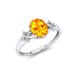 Criss Cross Diamond Ring with Oval Cut Citrine - GeumJewels